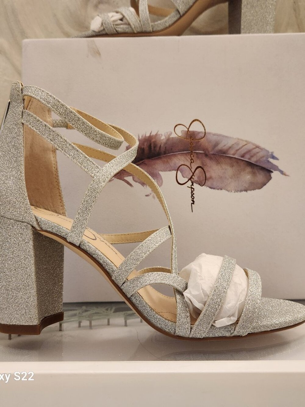 Jessica Simpson Stassey Sandals. Silver Glitter. NIB. Size 7